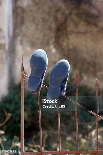 Womans Slippers Drying In The Sun Stock Photo - Download Image Now - Adult, Blue, Dress Shoe