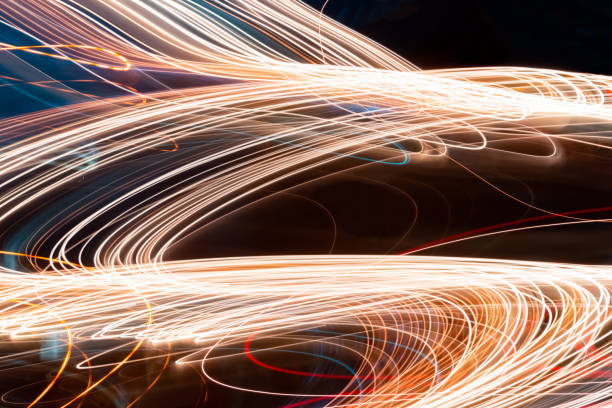 istock Modern light art. Long exposure neon lights texture. Long exposure light background with numerous abstract lines 1320285406