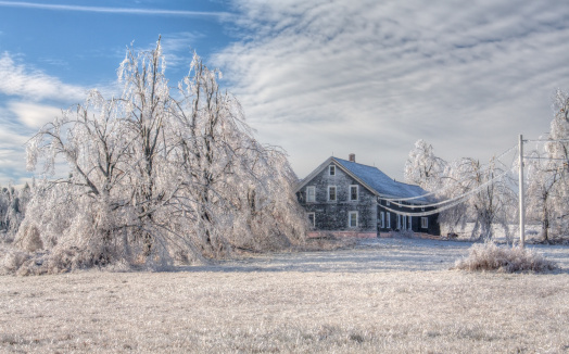 Ice covered landscape in Ashfield, Massachusetts