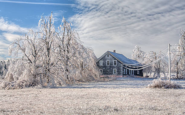 лед крытый дом - landscaped landscape winter usa стоковые фото и изображения