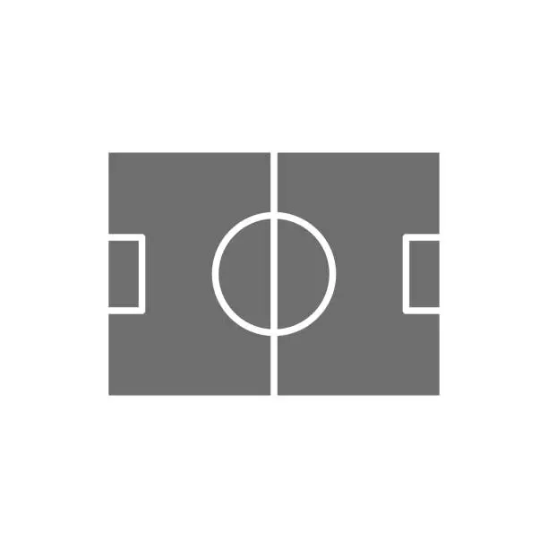 Vector illustration of Soccer field with markup grey icon.