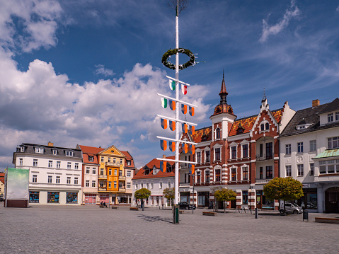 Market square in the old town of Finsterwalde in Brandenburg