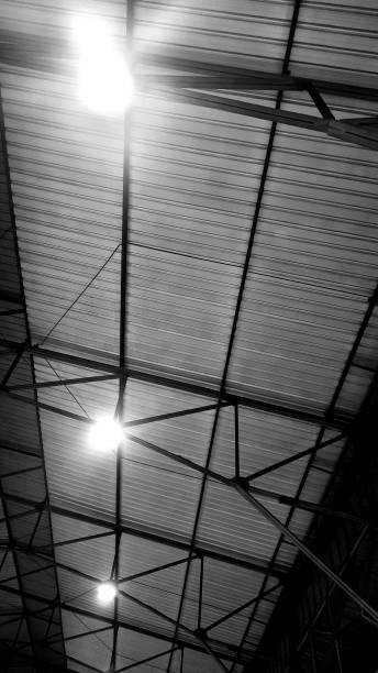 istock Indonesia - May 27, 2021: Black and white, roof building architecture, building structures, building lights, stations, interior design, background, retro style, memories time past, nostalgia, flashback, vintage, gray, light, cover magazine 1320289739