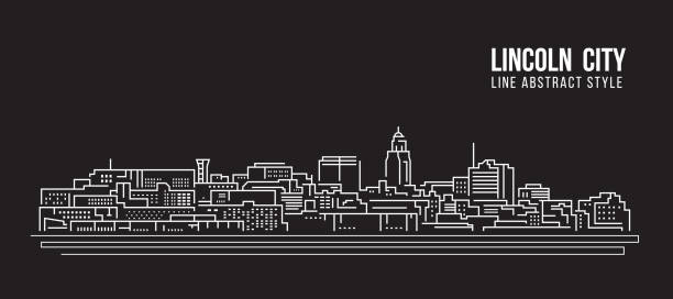 Cityscape Building Line art Vector Illustration design - Lincoln city Cityscape Building Line art Vector Illustration design - Lincoln city omaha stock illustrations