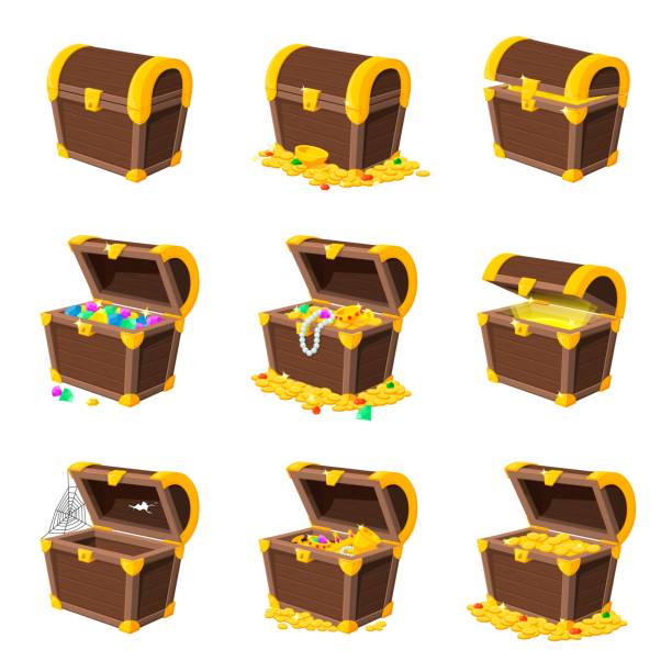 Ilustración de Cofre De Madera De Dibujos Animados Caja De Monedas Monedas De Oro Apiladas Trunk De Juego Tesoro Dorado Seguro Animación Aislada De Cofres Abiertos Conjunto De Vectores Recientes De Dinero Ilustración de Cofre De Madera De Dibujos Animados Caja De Monedas Monedas De Oro Apiladas Trunk De Juego Tesoro Dorado Seguro Animación Aislada De Cofres Abiertos Conjunto De Vectores Recientes De Dinero