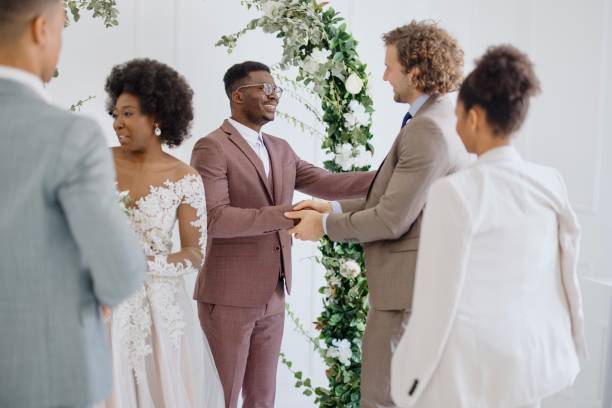 istock Friends congratulate the newlyweds on their wedding 1320299522