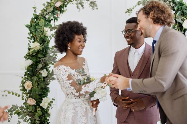istock Friends congratulate the newlyweds on their wedding 1320299525