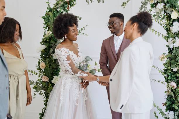 istock Friends congratulate the newlyweds on their wedding 1320299535