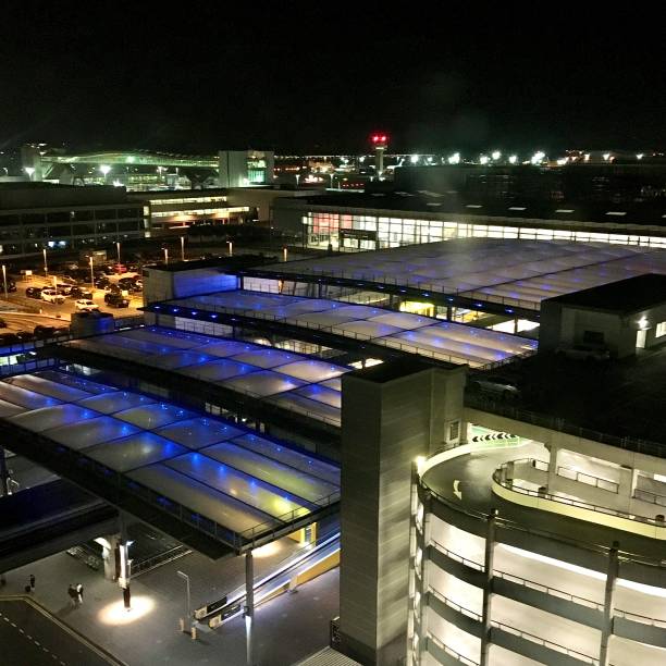 Gatwick Airport at night.