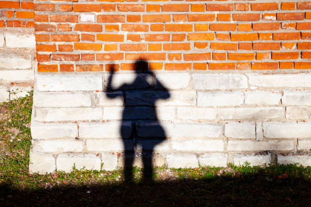 istock Shadow of a man on a brick wall 1320304880