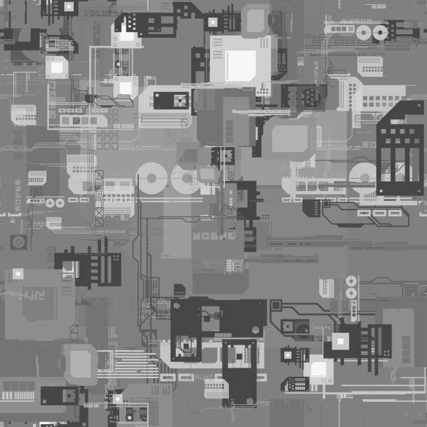 istock Seamless repeating pattern of height maps. Can be used for futuristic objects in 3D 1320309573