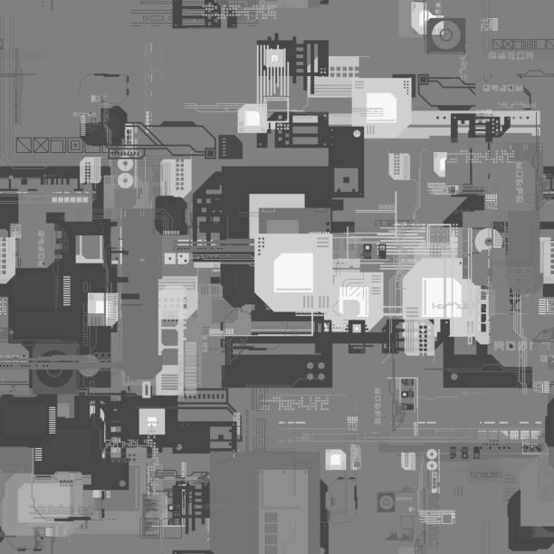 istock Seamless repeating pattern of height maps. Can be used for futuristic objects in 3D 1320309585