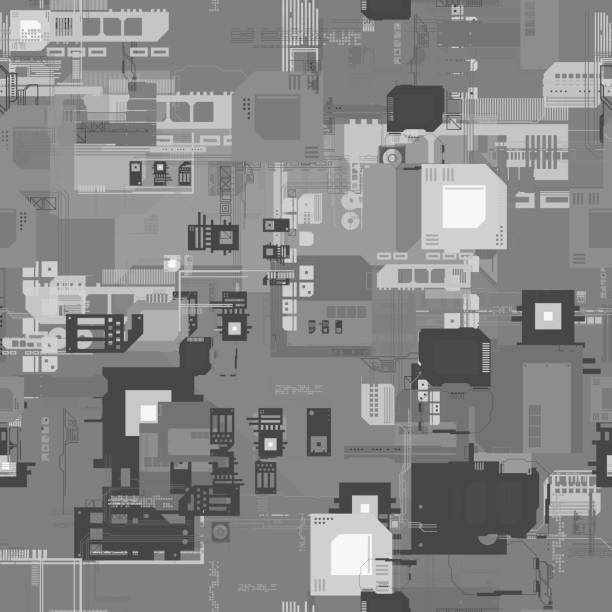 istock Seamless repeating pattern of height maps. Can be used for futuristic objects in 3D 1320309638