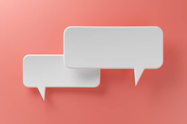 istock Social media notification icon, white bubble speech on orange background. 1320311761