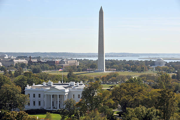 Washington DC The White House and Washington monument national monument stock pictures, royalty-free photos & images