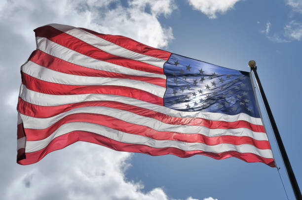 A dramatically backlit American Flag. Nikon D300 (RAW)