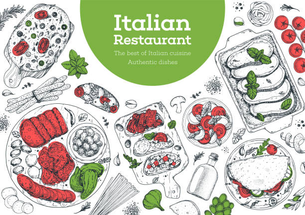 Premium Vector  Recipe illustration. blank recipe caprese salad. culinary book  blank pages. italian cuisine