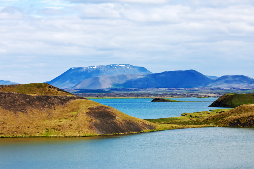 Scenery in Iceland on Lake Myvaten