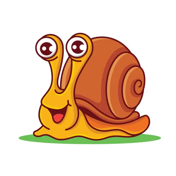 Vector illustration of Cartoon smiling snail with big shell character mascot