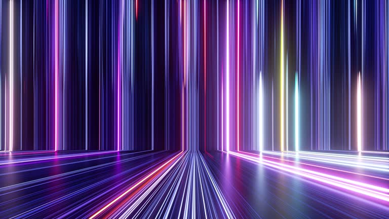 abstrakte bunte Hintergrund mit hellen Neonstrahlen und leuchtenden Linien. Rosa rot blau Looping Hintergrund. Lichtgeschwindigkeit. Nahtlose Loop-Animation