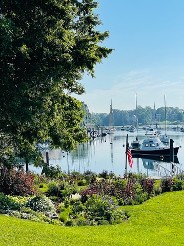 Beautiful Connecticut mornings with boats on the harbor
