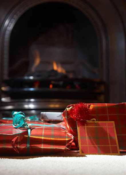 istock Gift wrapped christmas presents green ribbon 132032751