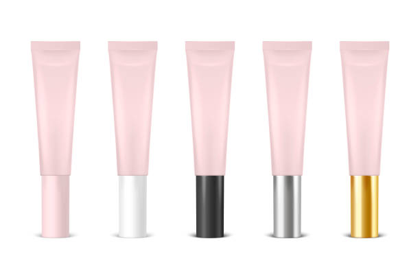 istock Vector 3d Realistic Plastic, Metal Pink Lip Balm, Lipstick, Cream Tube, Packing Set Isolated on White Background. Design Template of Toothpaste, Cosmetics, Cream, Tooth Paste for Mockup. Front View 1320329897