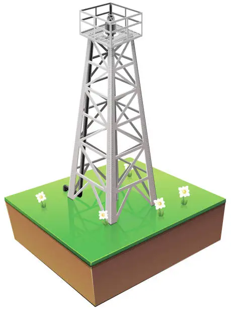 Vector illustration of Oil well (cut out)