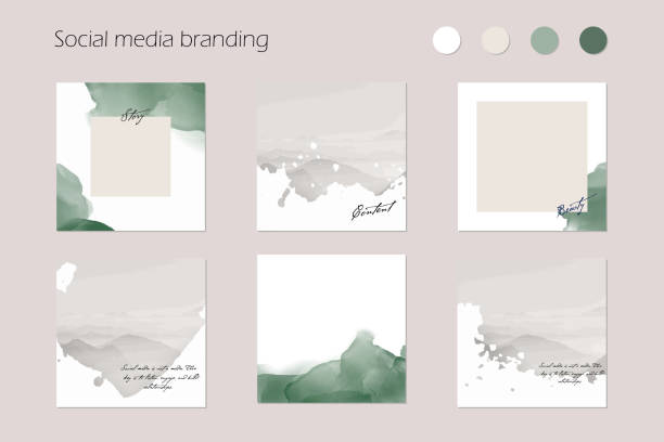 minimal abstract Instagram social media story post feed background, web banner template. green pastel watercolor vector texture frame mock up. for beauty, jewelry, cosmetics, care, wedding, make up vector illustration feeding illustrations stock illustrations