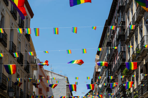 istock Rainbow Flag Gay Rights Pride in Chueca district, Madrid 1320337568