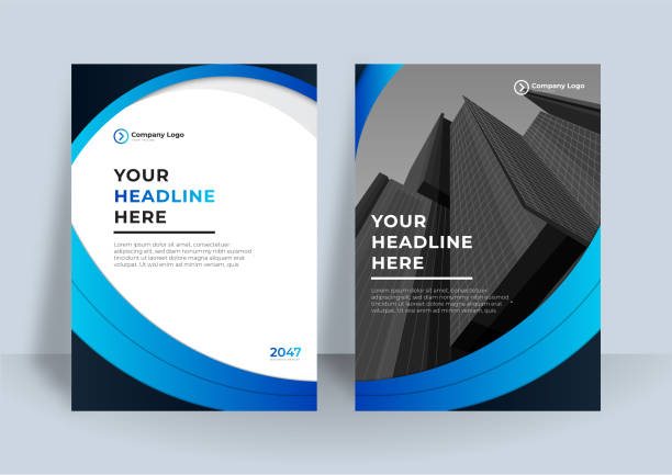 istock Corporate cover design or brochure template background for business design. Modern Business flier layout template in A4 size. Modern cover design annual report with blue wave element 1320337597