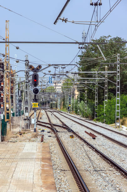 istock Traffic lights railway signal semaphore railroad 1320337742