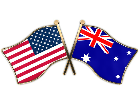 USA Australia flag insignia badge