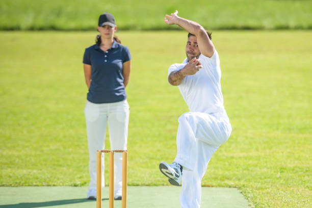 istock Male bowler bowling on the field 1320338907