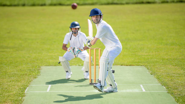 istock Batsman in stance ready to hit the ball 1320338911