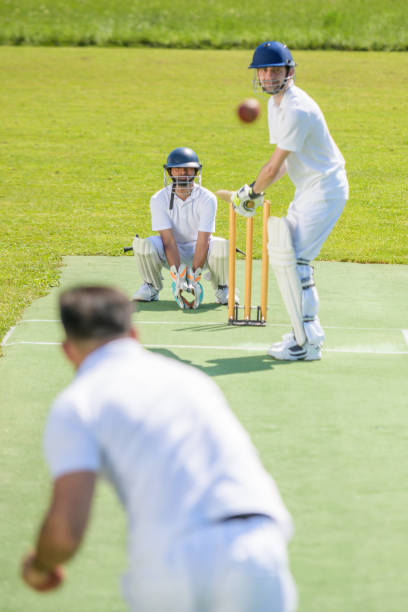 istock Batsman in stance ready to hit the ball 1320338917