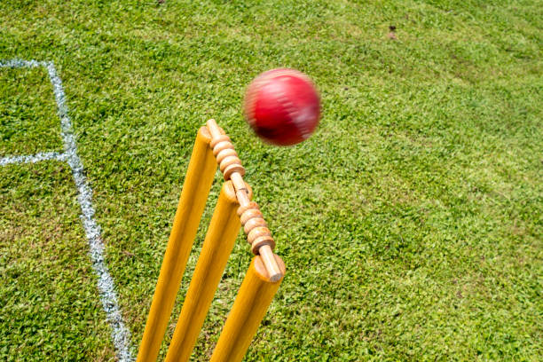 istock Cricket ball missing to hit the stumps 1320338933