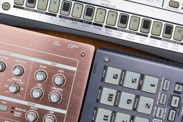 istock top view of analog electronic musical instruments with many buttons and knobs for making and composing electronic music and sound 1320340850