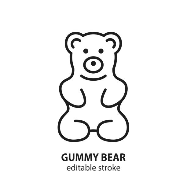 ilustrações, clipart, desenhos animados e ícones de ícone vetorial do urso goma. sinal de doces. - gummy