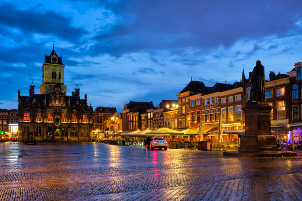 istock Delft Market Square Markt in the evening. Delfth, Netherlands 1320342443