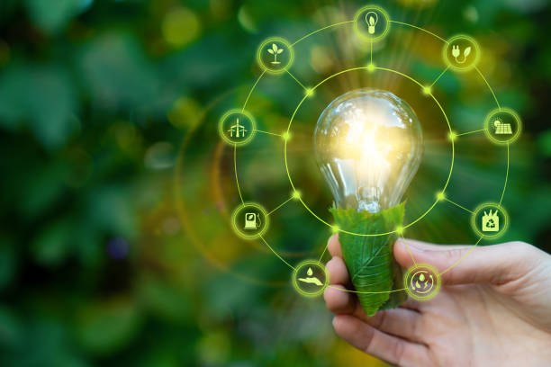 istock Light bulb with industry of power generation icon 1320343024