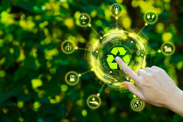 istock Hand select icon of environment recycle icons 1320343063