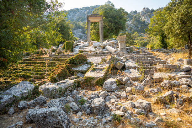 Ruins of the ancient city of Termessos without tourists near Antalya, Turkey Ruins of the ancient city of Termessos without tourists near Antalya in Turkey termessos stock pictures, royalty-free photos & images