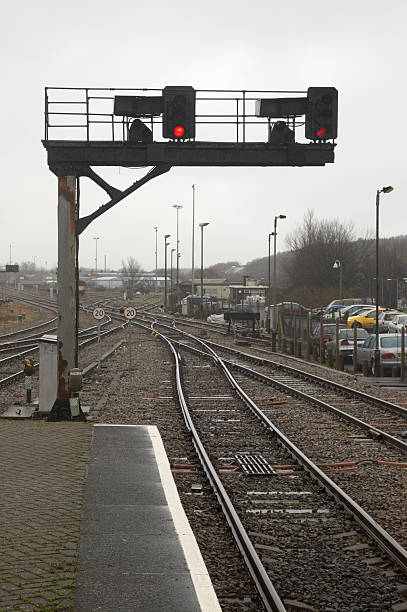 istock Signals at end of Railway station platforms 132034898