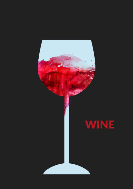 illustrazioni stock, clip art, cartoni animati e icone di tendenza di acquerello sfondo vino astratto con vino rosso bicchiere da vino - grape red grape red farmers market