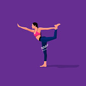 istock Detailed vector illustration of woman practicing yoga  depicting healthy lifestyle 1320351035