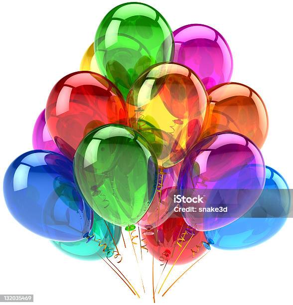 Photo libre de droit de Hélium Fête Ballons Anniversaire Décoration Classique Multicolore banque d'images et plus d'images libres de droit de Féliciter