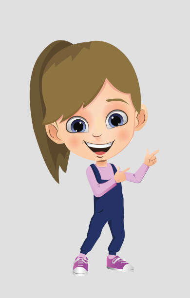 illustrations, cliparts, dessins animés et icônes de joyeuse fille heureuse avec un visage amical debout avec les bras tendus.  dessin animé avatar enfant plat vectoriel illustration de conception de personnage isolé sur fond blanc. - fun sport teenager laughing