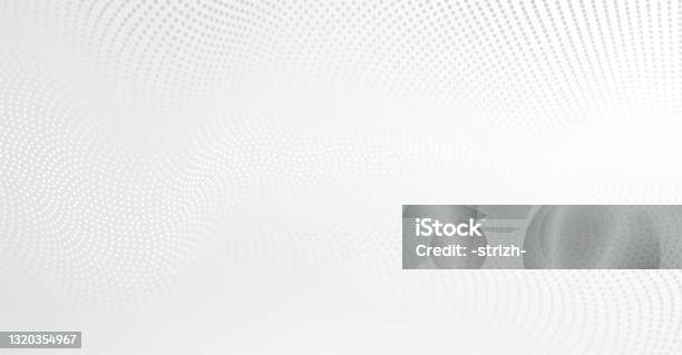 Vector Background With White Abstract Wave Dots Stock Illustration - Download Image Now - Backgrounds, Textured, Technology