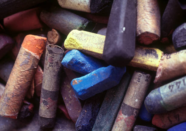 istock Pile of used chalk sticks, close-up 1320356338